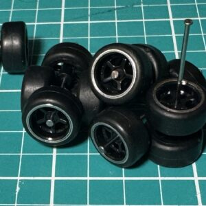 1/64 Scale -Black with chrome rings Five Spoke wheels - Fits One car