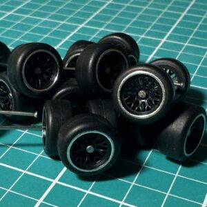 1/64 Scale -Black with chrome rings Multi Spoke wheels - Fits One car