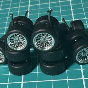 Chrome 1/64 scale wheels with rubber tires - for One Car